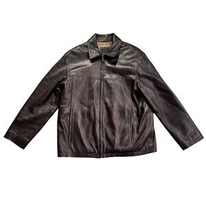 Marc New York Andrew Marc Mens Black Leather Jacket‎ Size Medium Zip Front Coat